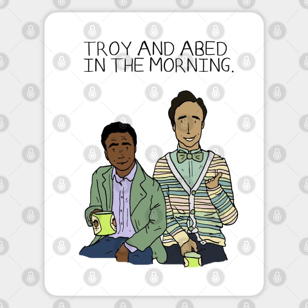 Troy and Abed in the Morning Sticker by JennyGreneIllustration